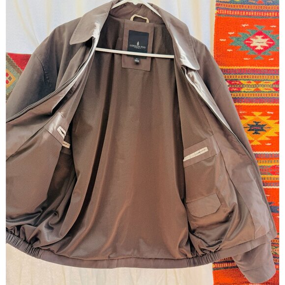 London Fog Mens Lightweight Brown Zip Front Jacket - Classic Windbreaker with Me - Picture 2 of 3